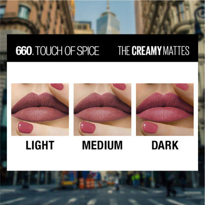 Maybelline New York Color Sensational Creamy Matte Lipstick - Touch Of Spice 3.9000000953674316 GRAM