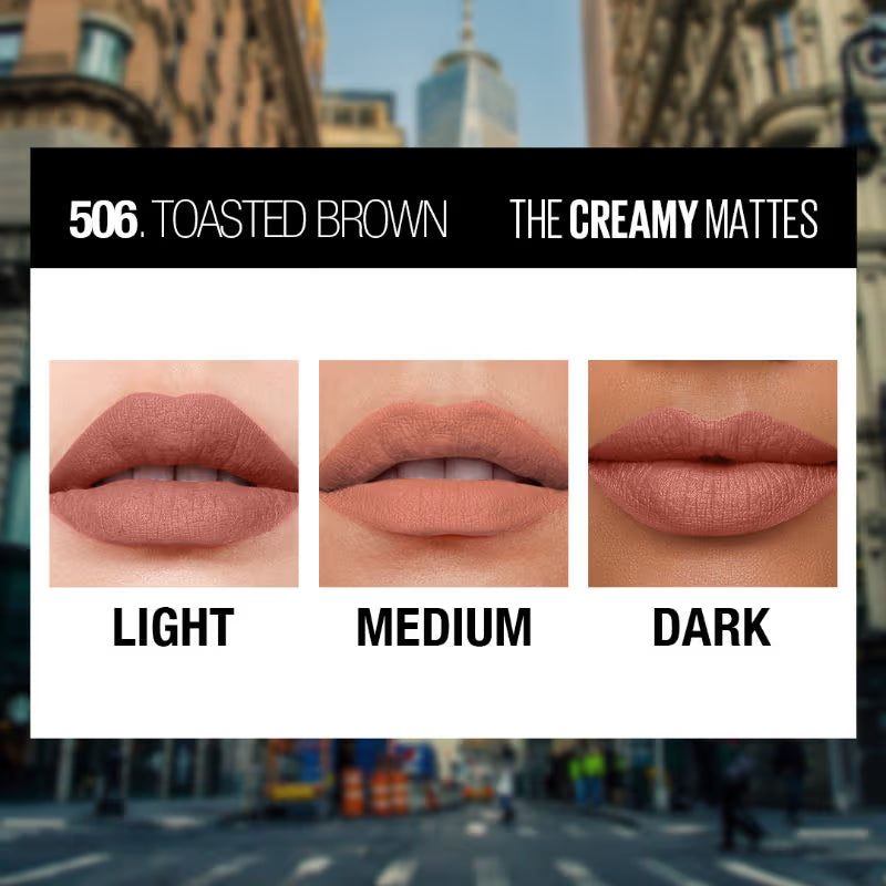 Maybelline New York Sensational Creamy Matte Lipstick Hydrating Formula - 506 Toasted Brown 3.9000000953674316 GRAM