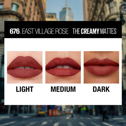 Maybelline New York Color Sensational Creamy Matte Lipstick - 676 East Village Rose 3.9000000953674316 GRAM