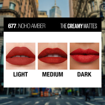 Maybelline New York Color Sensational Creamy Matte Lipstick - 677 Noho Amber 3.9000000953674316 GRAM