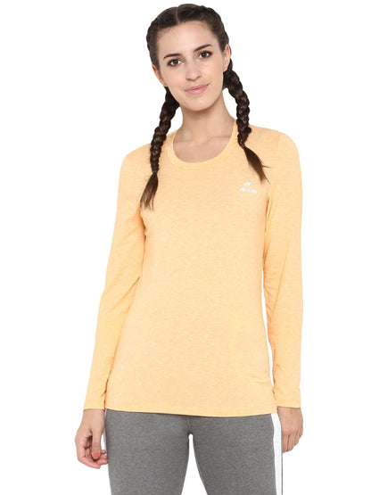 Alcis Women Orange Solid Round Neck T-shirt ADRILST0I110-S