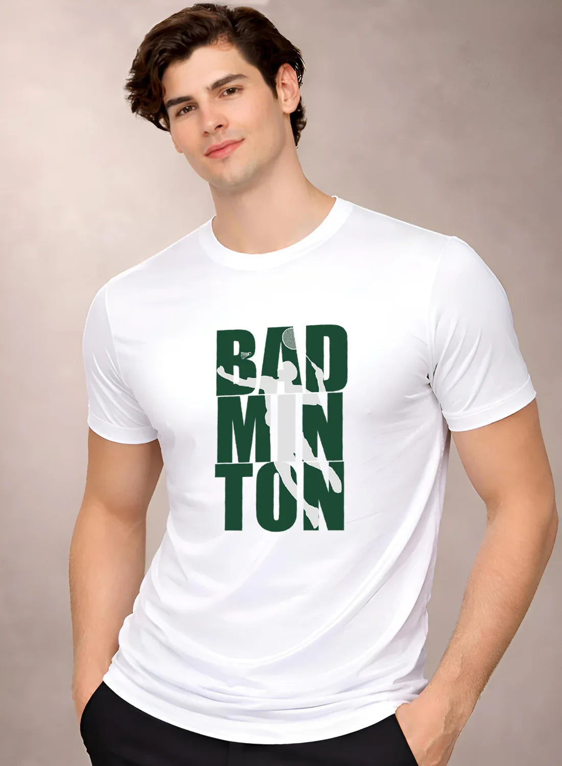 Adro Mens Badminton TShirt | Cotton Lycra | Regular Fit Tee | Sports Design T-shirt for Men | Printed T shirts for Men