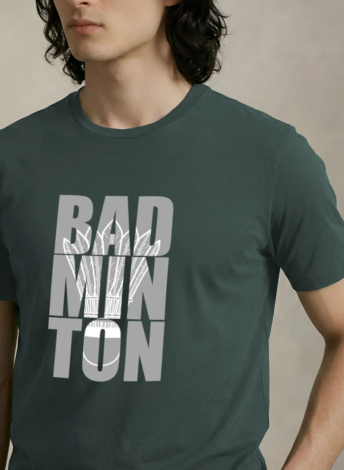 Adro Badminton Printed T-Shirt for Men | Cotton Lycra | 180 GSM Regular Fit | Sports Casual Tee | Printed Tshirt for Men|  Sports Stylish T shirt