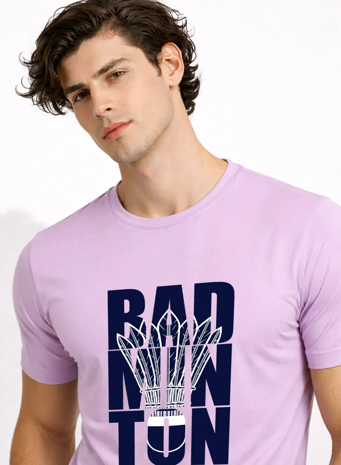 Adro Badminton Printed T-Shirt for Men | Cotton Lycra | 180 GSM Regular Fit | Sports Casual Tee | Printed Tshirt for Men|  Sports Stylish T shirt