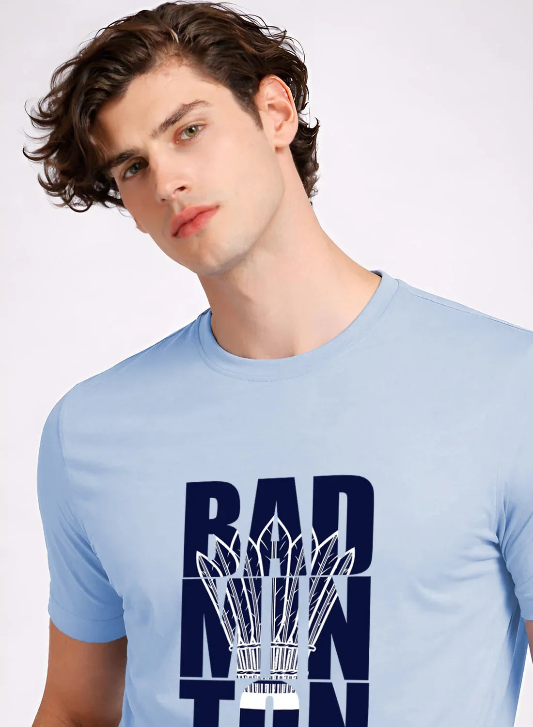 Adro Badminton Printed T-Shirt for Men | Cotton Lycra | 180 GSM Regular Fit | Sports Casual Tee | Printed Tshirt for Men|  Sports Stylish T shirt