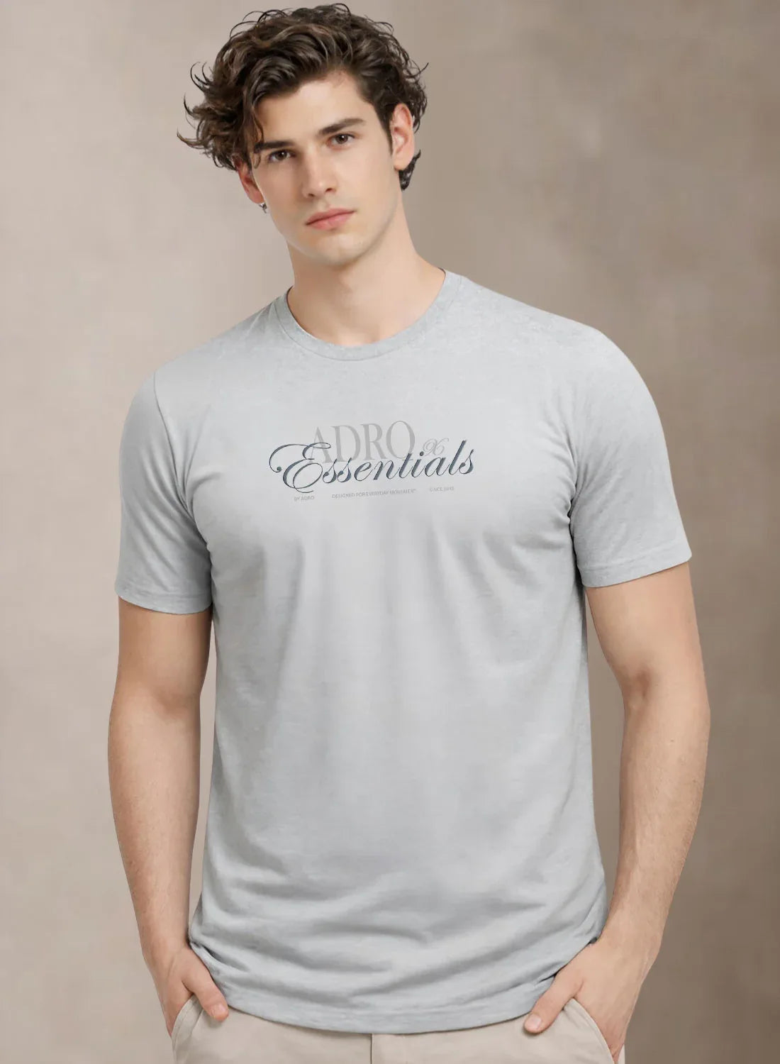 Adro Printed T Shirt for Men | 180 GSM Cotton Lycra | Regular Fit Printed T-Shirt | Soft Breathable Fabric | Tshirts for men | Graphic Print Tee Grey