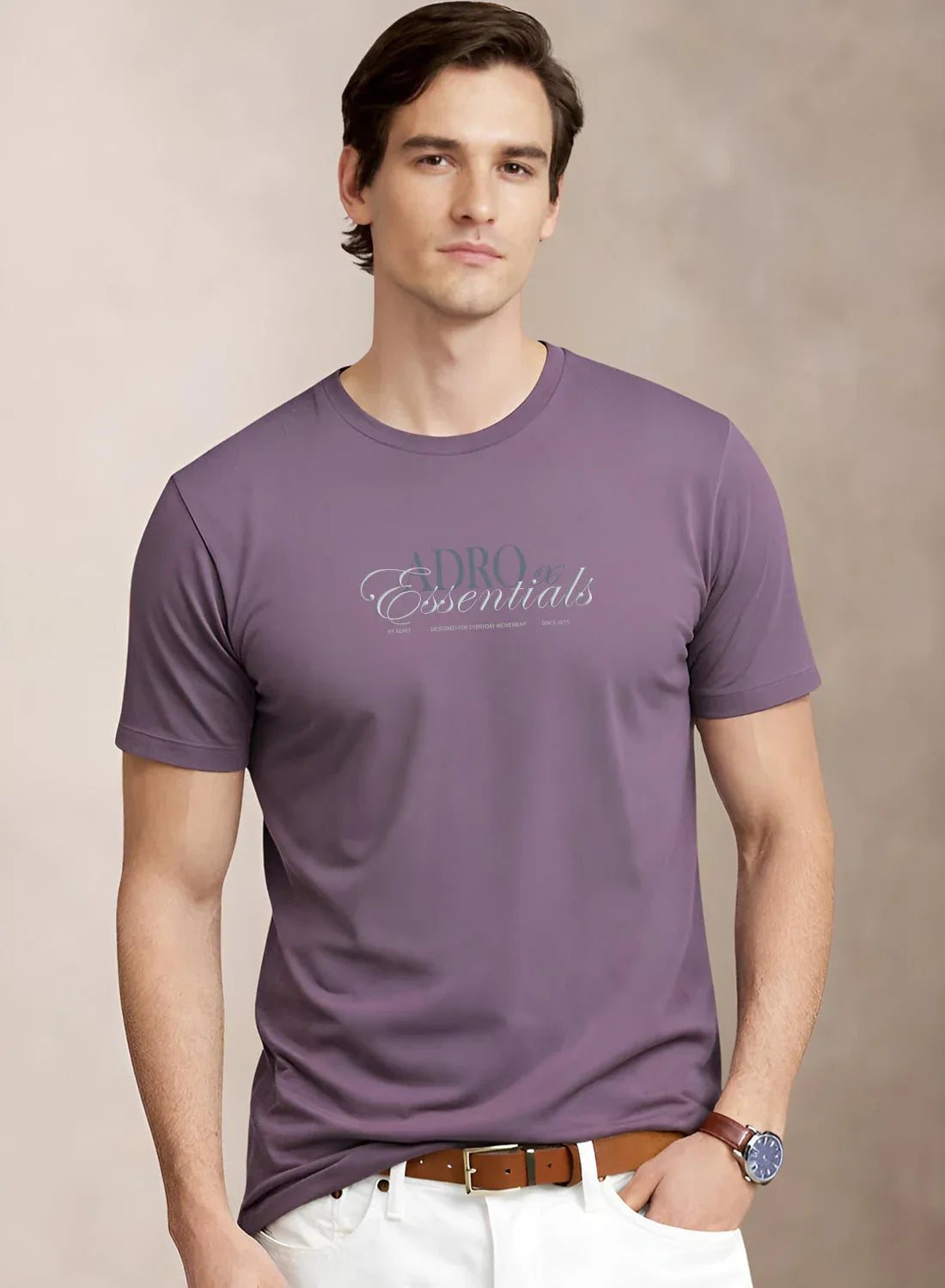 Adro Printed T Shirt for Men | 180 GSM Cotton Lycra | Regular Fit Printed T-Shirt | Soft Breathable Fabric | Tshirts for men | Graphic Print Tee Lilac