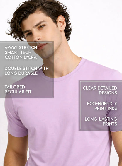 Adro Printed T Shirt for Men | 180 GSM Cotton Lycra | Regular Fit Printed T-Shirt | Soft Breathable Fabric | Tshirts for men | Graphic Print Tee