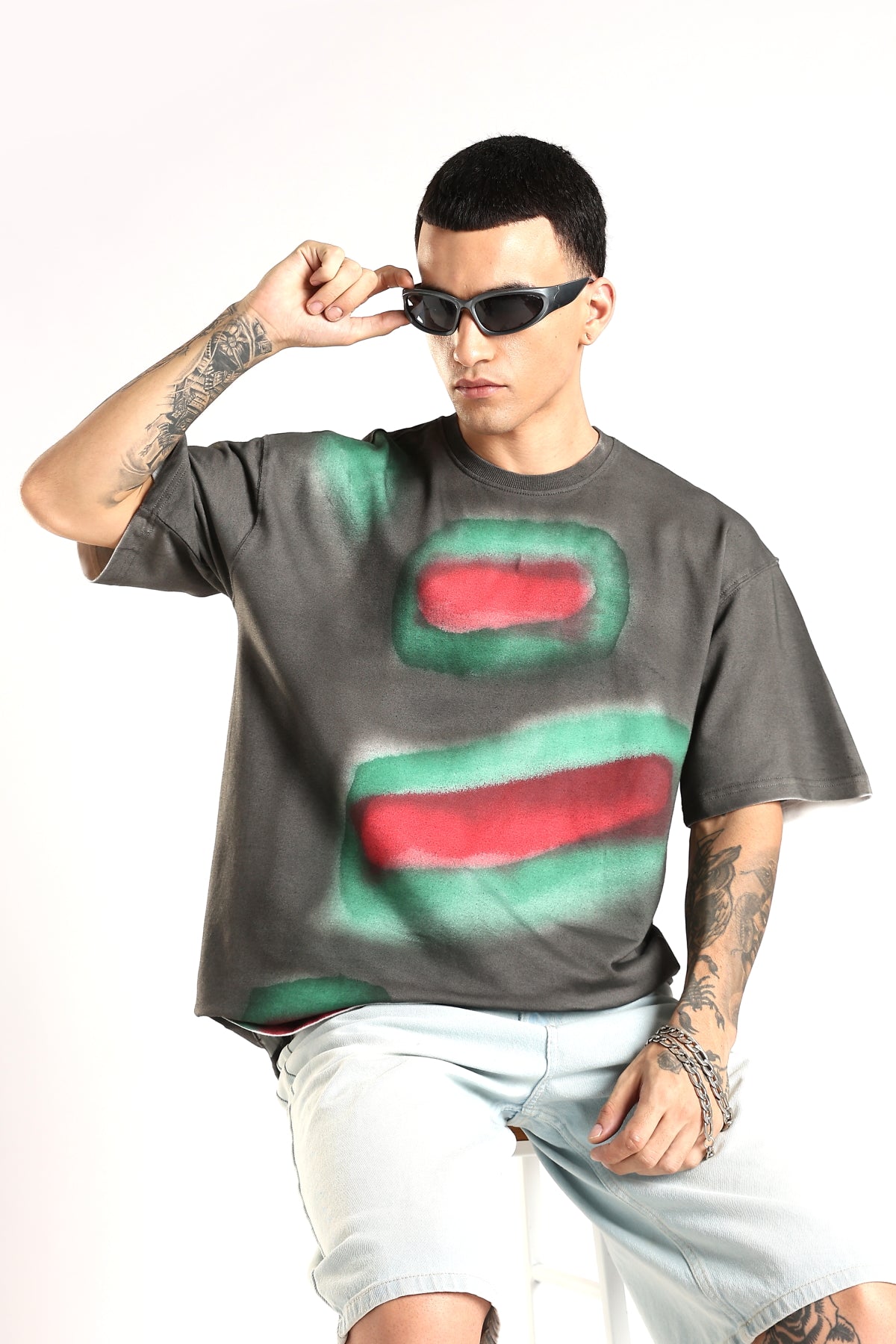 Adro Trendy Oversized Baggy Fit Drop Shoulder Tshirt in Tie & Dye Style