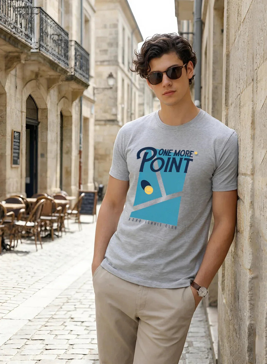 Adro Tennis Printed T-Shirt for Men | Cotton Lycra | 180 GSM Regular Fit | Sports Casual Tee | Printed Tshirt for Men| Sports Stylish T shirt