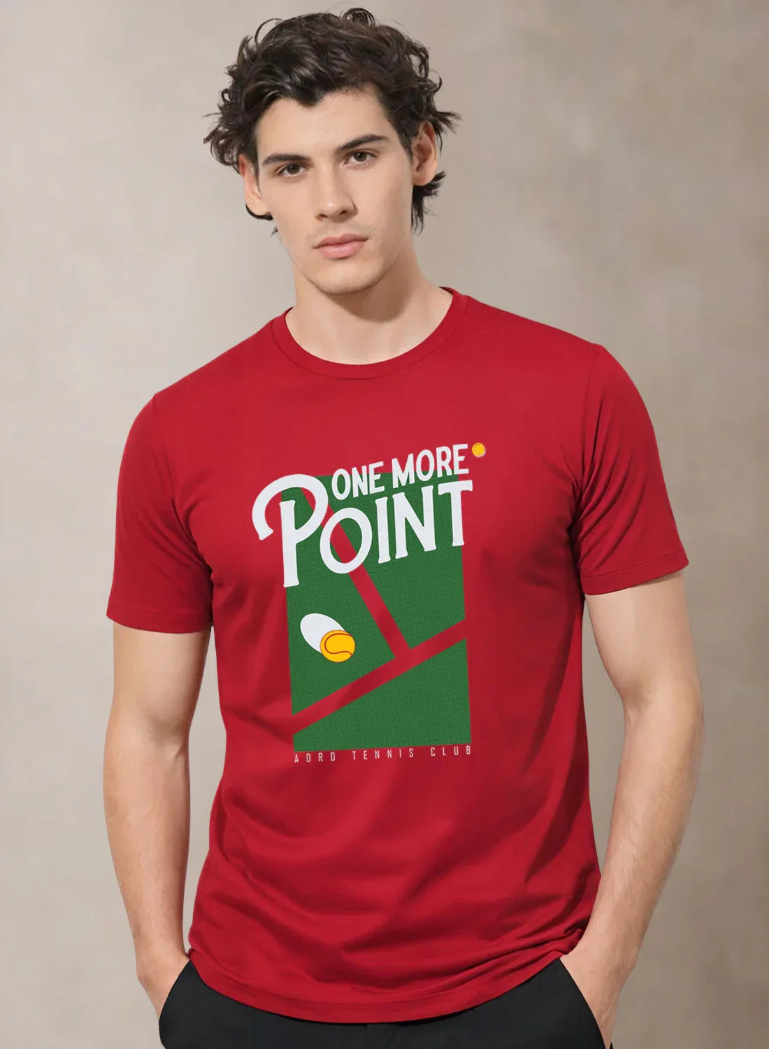Adro Tennis Printed T-Shirt for Men | Cotton Lycra | 180 GSM Regular Fit | Sports Casual Tee | Printed Tshirt for Men|  Sports Stylish T shirt