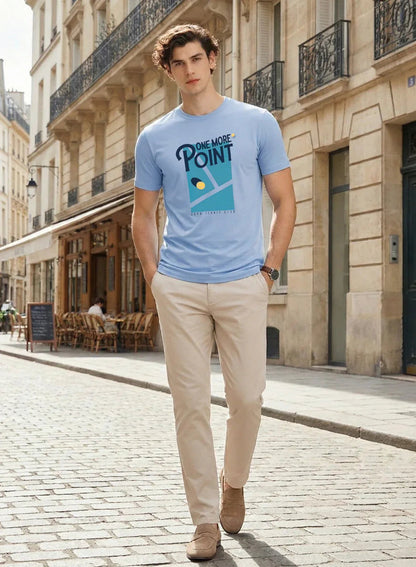 Adro Tennis Printed T-Shirt for Men | Cotton Lycra | 180 GSM Regular Fit | Sports Casual Tee | Printed Tshirt for Men|  Sports Stylish T shirt