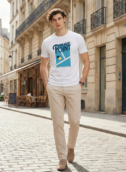 Adro Tennis Printed T-Shirt for Men | Cotton Lycra | 180 GSM Regular Fit | Sports Casual Tee | Printed Tshirt for Men|  Sports Stylish T shirt