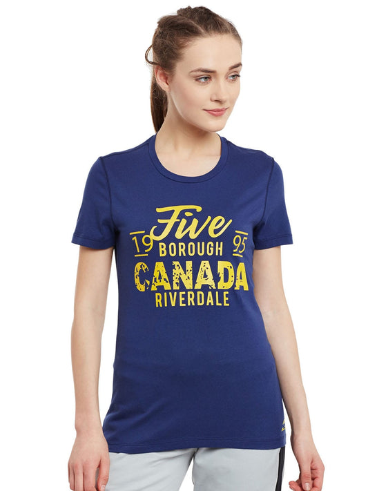 Alcis Women Printed Blue Tshirts AKCOWTE0200056-S