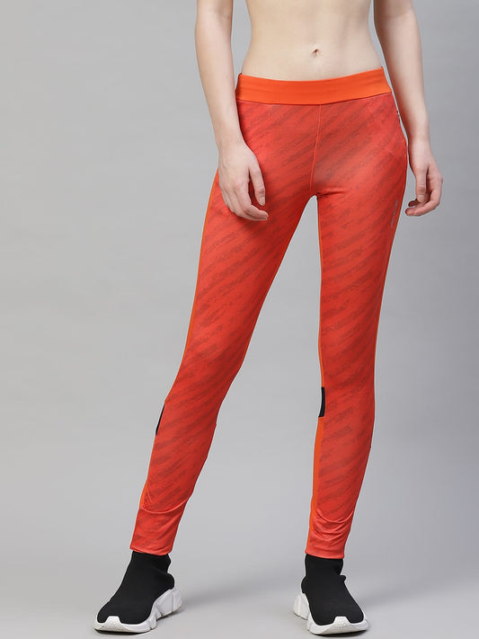 Alcis Women Orange Grey Abstract Print Tights AKTRWLG1290326-S