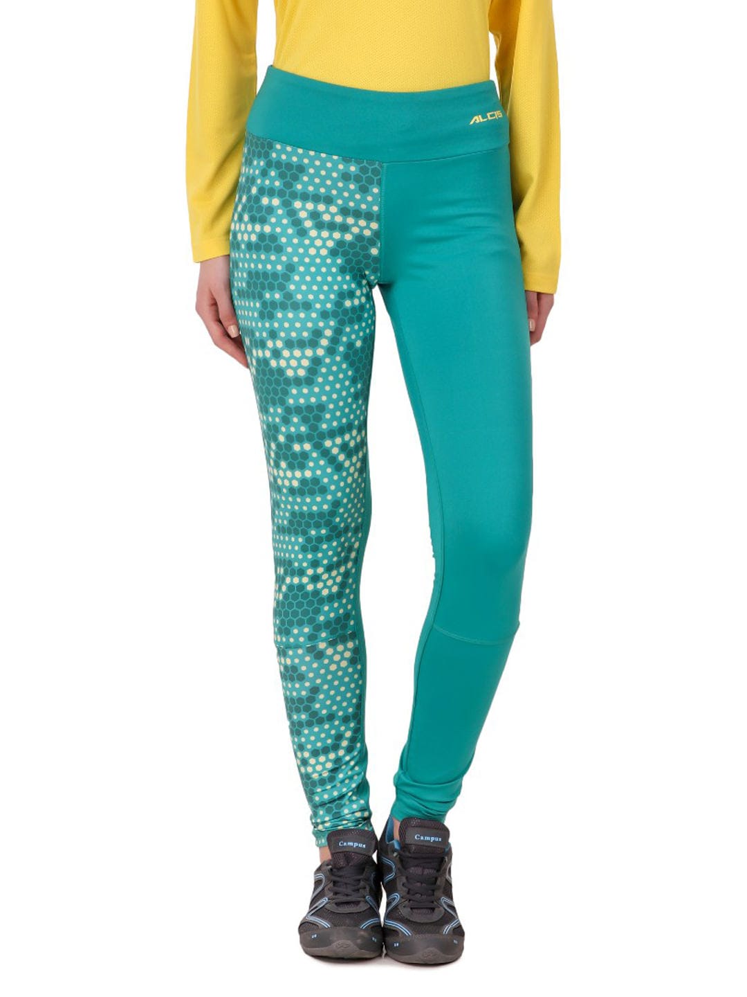 Alcis Womens Printed Green Legging AKTRWLG1300328 AKTRWLG1300328-S