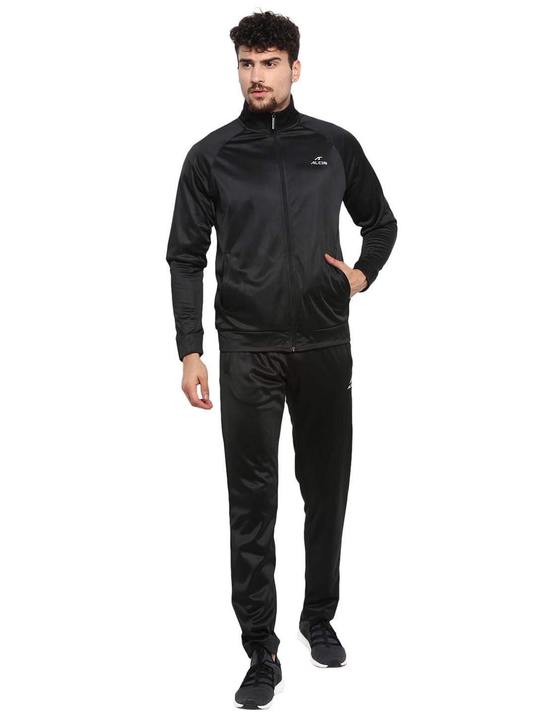 Alcis Men Solid Black Tracksuits ALSNAP2012-S