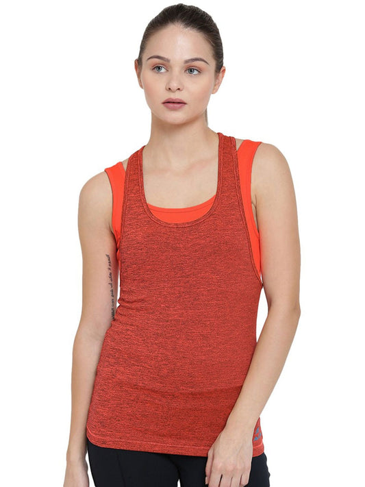 Alcis Women Orange Solid Tank Top ALTWT134574-XS