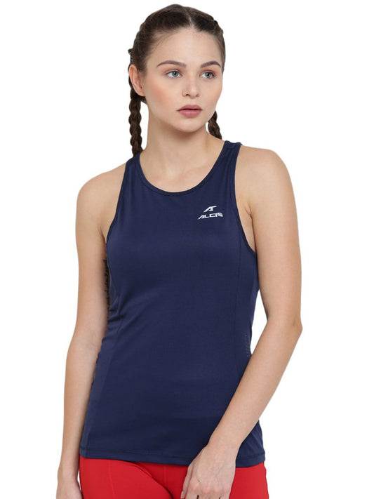 Alcis Women Navy Blue Solid Tank Top ALTWTT134547-S