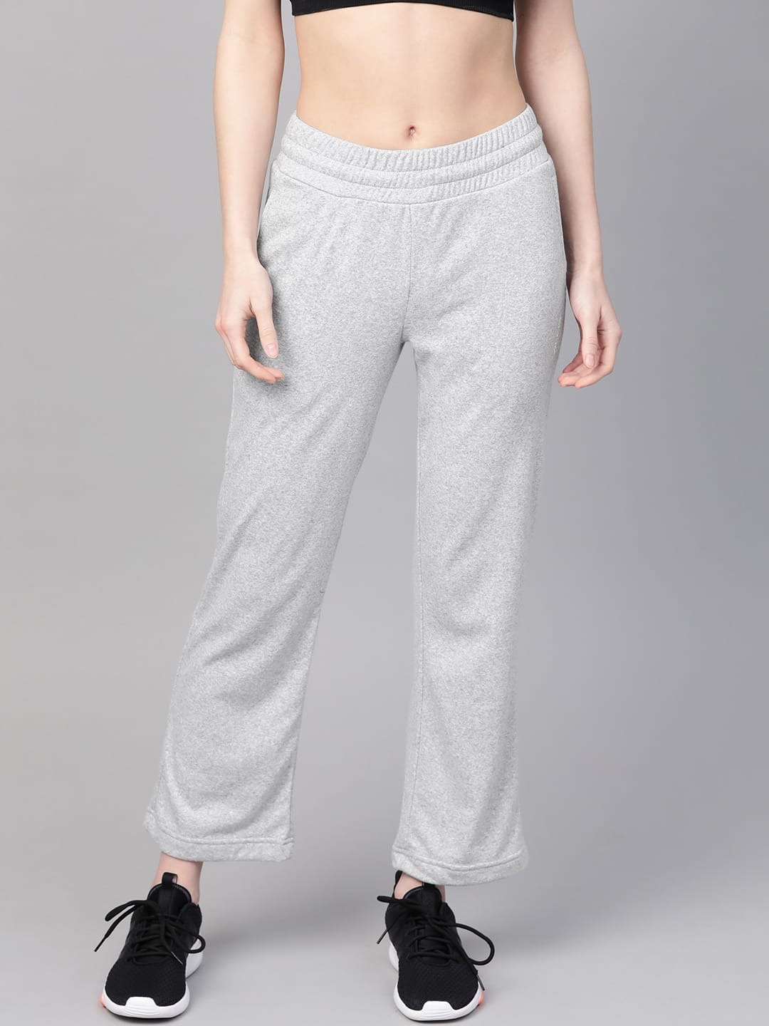 Alcis Women Grey Melange Solid Slim Fit Running Track Pants ALWSTPN05001-S