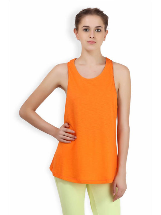 Alcis Side Lace Orange Tank Top ALWTP135396-XS