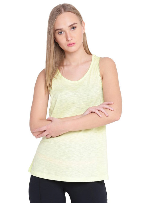 Alcis Women Yellow Solid Tank Top ALWTP135398-XS