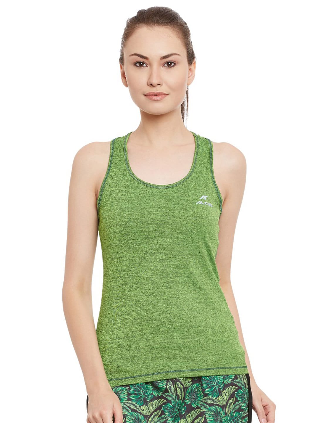 Alcis Women Green Self-Designed Tank Top ALWTP136400-XS