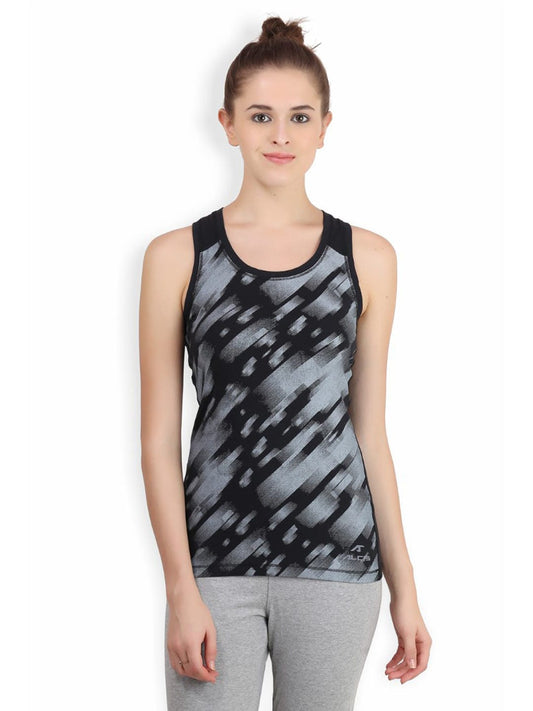 Alcis Women Charcoal Grey Printed Tank Top ALWTP137404-XS