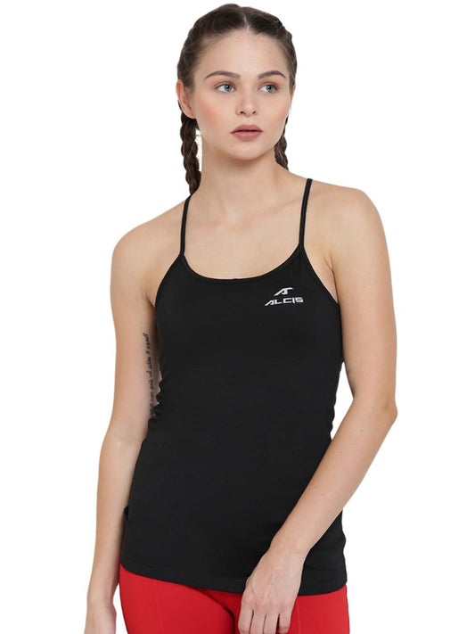 Alcis Women Black Solid Round Neck T-shirt ALWTP138409-S