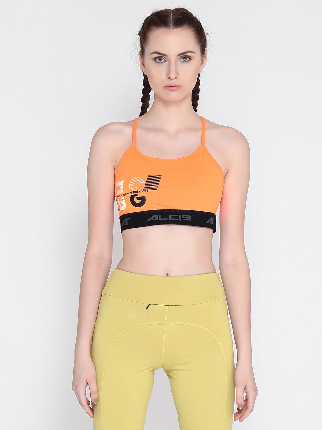 Women Orange Printed Crop Top ALWTP140418-XS