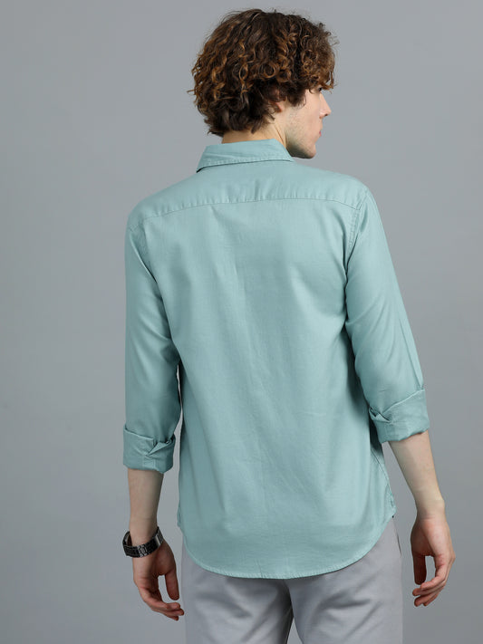 Men's Sea Green Solid Regular Fit Shirt