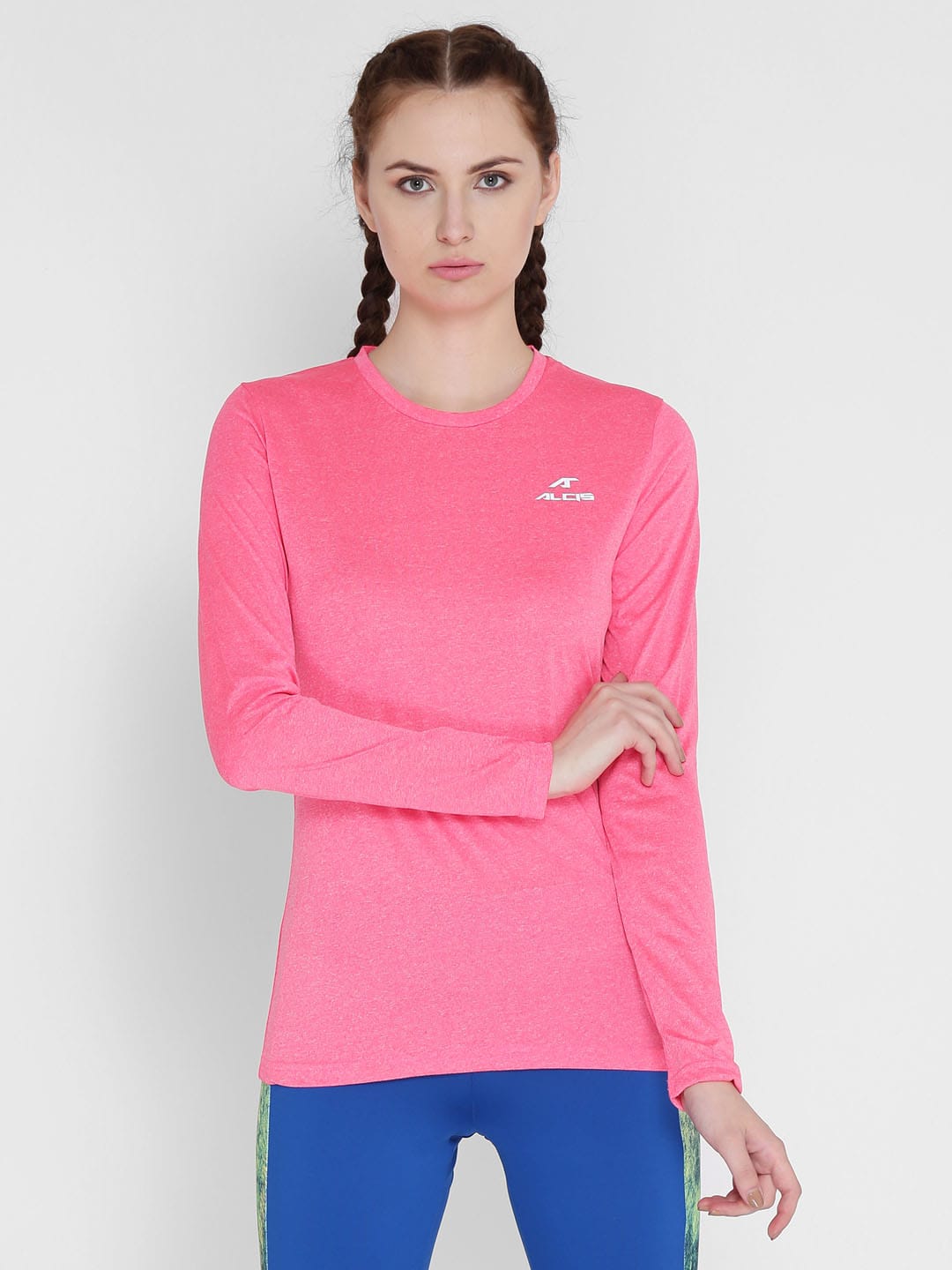 Alcis Women Pink Round Neck T-Shirt AWCFTE01-S