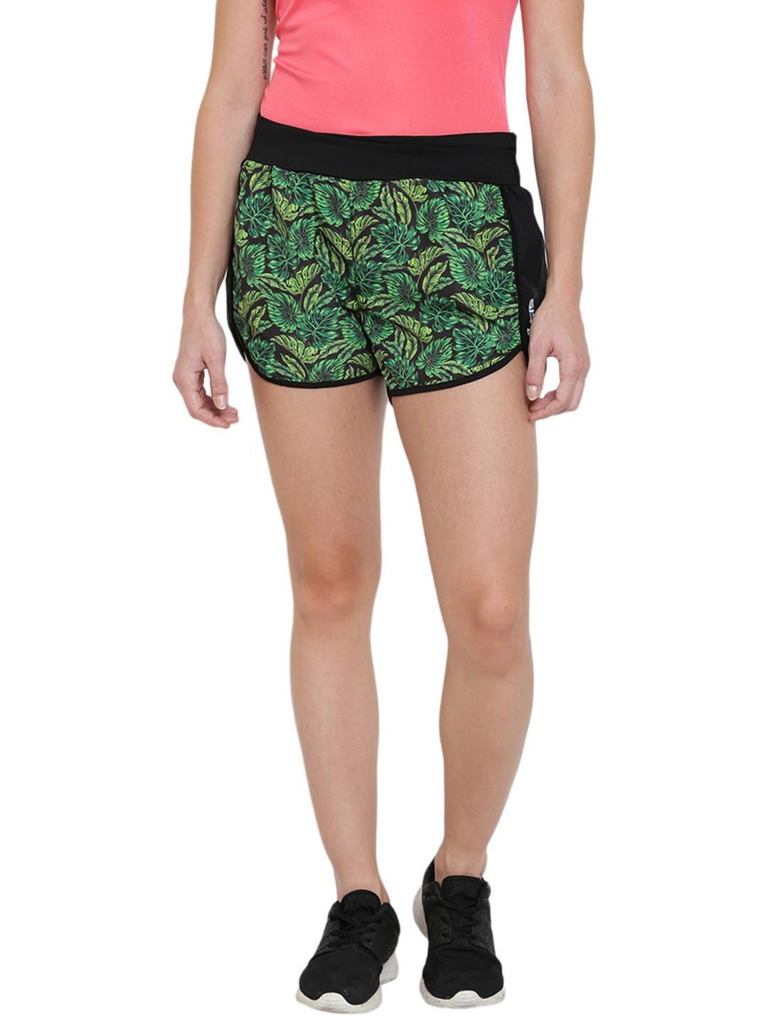 Alcis Women Black Printed Slim Fit Sports Shorts AWYGWSO1100148 AWYGWSO1100148-S