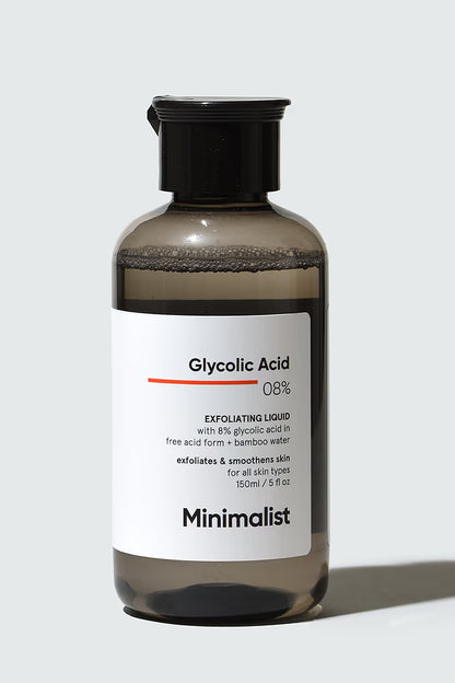 Minimalist 8% Glycolic Acid Toner For Glowing Skin | Body, Face, & Scalp Men Women 150 MILLI_LITRE