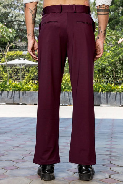 Wine Baggy fit Street Savvy Double Pleated Korean Trousers