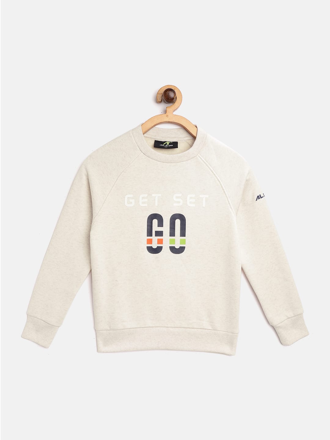 Alcis Boys Cream-Coloured & Navy Blue Typography Print Sweatshirt BAA20E80129-4Y