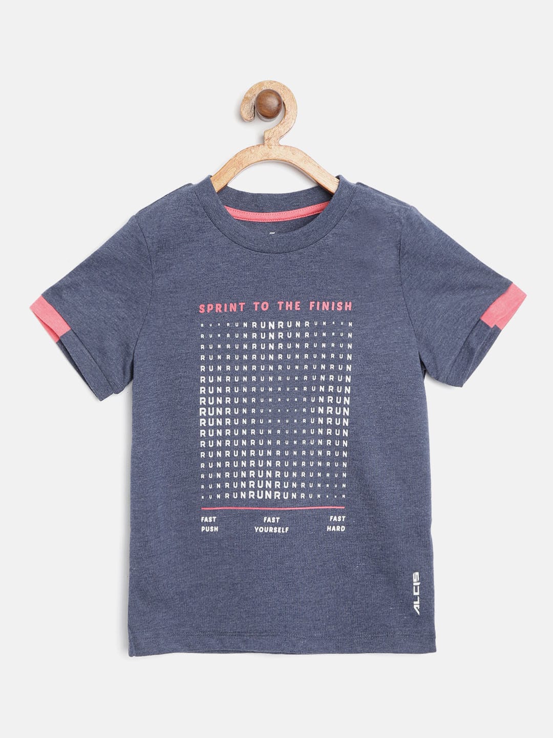 Alcis Boys Navy Blue & White Slim Fit Typography Print Round Neck Running T-shirt BAS20C720419-4Y