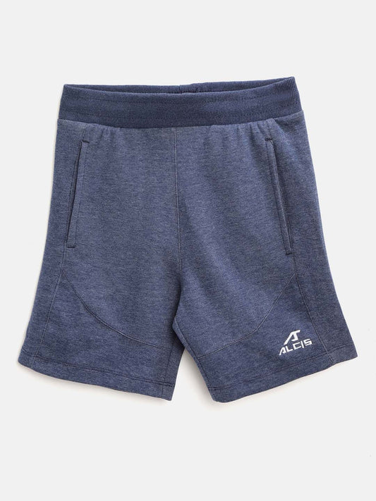 Alcis Boys Navy Blue Melange Effect Slim Fit Sports Shorts BAS20C731419-4Y