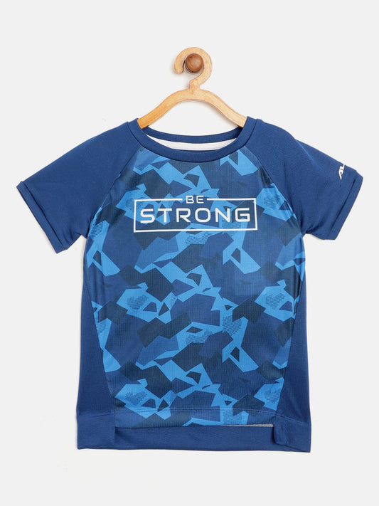 Alcis Boys Blue & White Abstract Print Round Neck T-shirt BAS20T703730-4Y