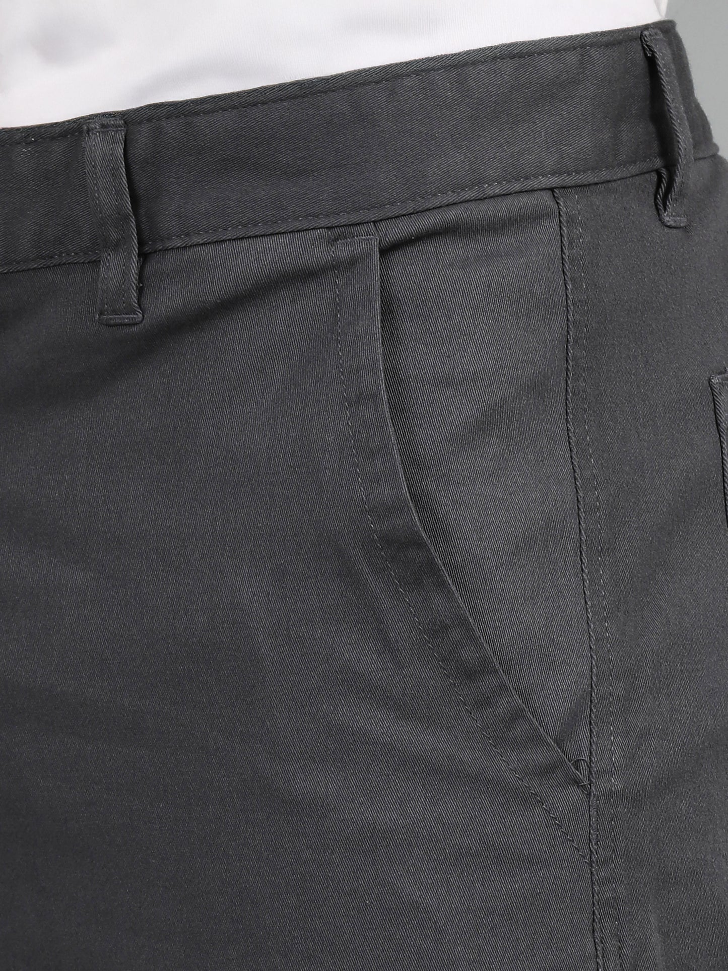 Men's Grey Baggy Fit Solid Cotton Cargo Trousers