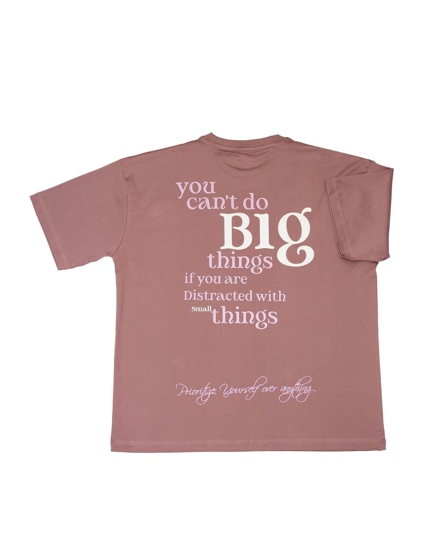 Stylstpls trendy oversized t-shirt for men and women in soft pink with motivational text design