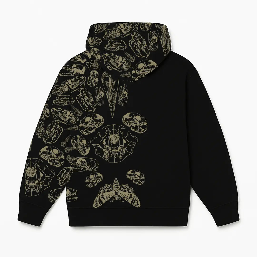 Fractured Pulse Printed Black Zipper Hoodie FLYAF