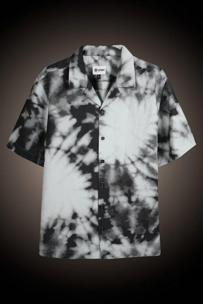 Black And Grey Tie And Dye Slim Fit Shirt