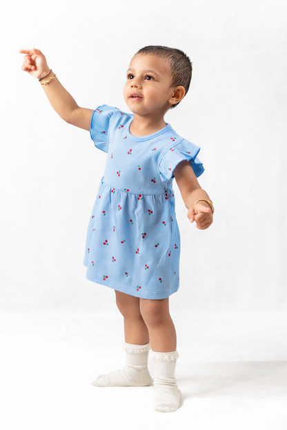 Blue Cherry Flutter Dress Born Plus