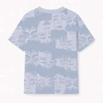 Static Jungle Round Neck Printed Blue T-Shirt FLYAF