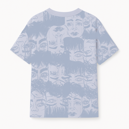 Static Jungle Round Neck Printed Blue T-Shirt