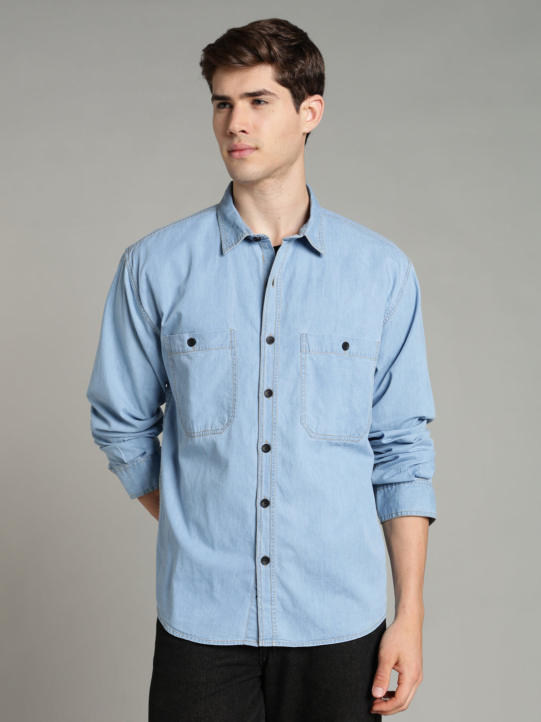 Denim Ice Blue Shirt | Relaxed Fit