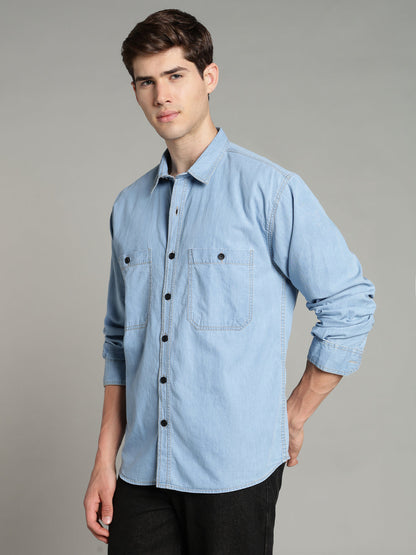 Denim Ice Blue Shirt | Relaxed Fit