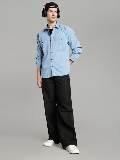 Denim Ice Blue Shirt | Relaxed Fit