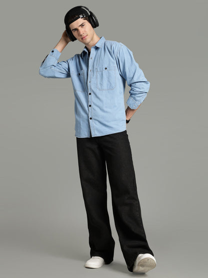 Denim Ice Blue Shirt | Relaxed Fit
